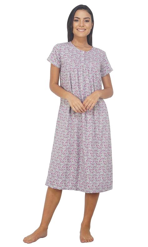 Buy Artemis Women Cotton Knee Length Night Gown Purple Small at Amazon.in