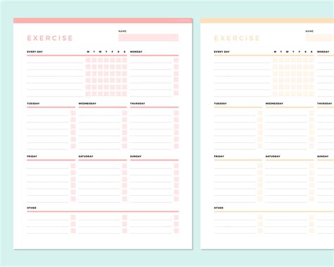 Exercise Template Printable 的图像结果