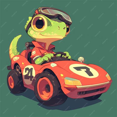 Premium Vector | A lizard driving a remote controlled car cartoon style