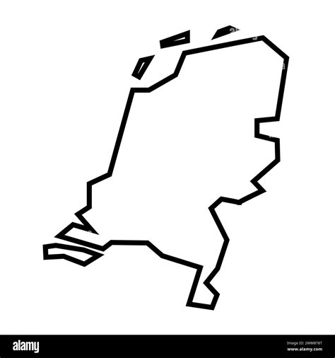 Netherlands country thick black outline silhouette. Simplified map ...