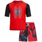 Buy Marvel Boys' Spider-Man Rash Guard Set – UPF 50+ 2 Piece Swim Shirt ...