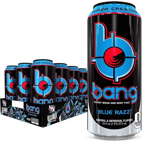 BANG Energy Drink, Blue Razz, 16oz Cans (Pack of 12) | Premium Snacks ...