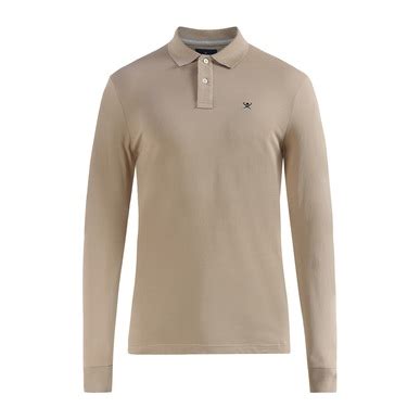 Buy Hackett London Men Beige Slim Fit Logo Long Sleeves Polo for Men ...
