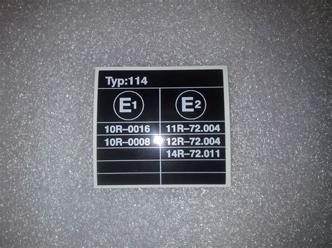 (02 models) E mark Sticker typ 114 – Jaymic BMW Parts