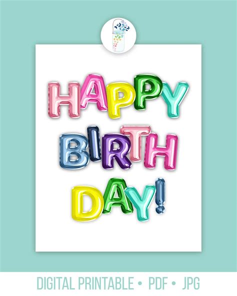 Happy Birthday Balloons Printable Art - Worksheets Library