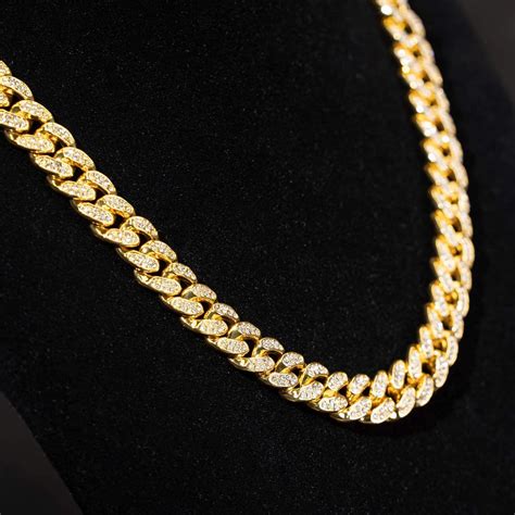 Buy HUITIAN Women Mens Cuban Link Chain Gold Silver Bling Miami Cuban ...