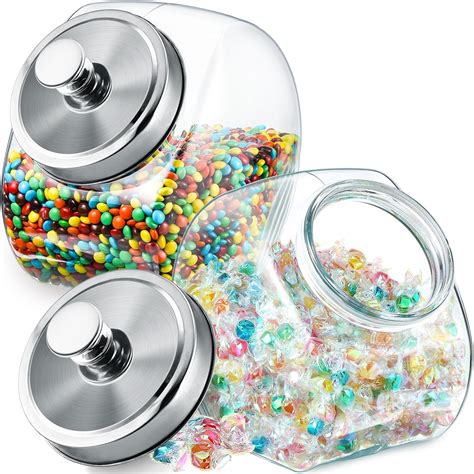 Amazon.com: Lallisa Set of 2 Glass Slanted Storage Jar 150 oz Large ...