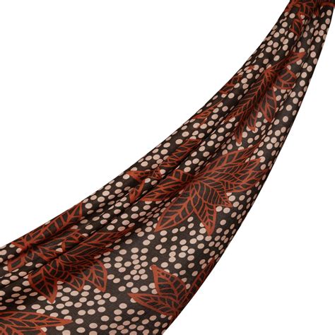 Brown Polka Leaf Wool Silk Scarf | Ipekevi