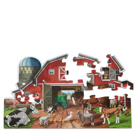 Melissa and Doug Busy Barn Shaped Jumbo Jigsaw Floor Puzzle (32 pcs, 60 ...