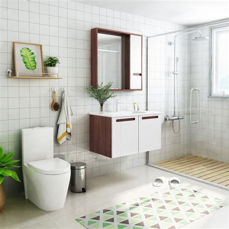 尚高卫浴 0.9米多层实木浴室柜组合洗脸盆洗手柜效果图-卫浴网