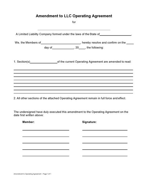 44 Free Operating Agreement Amendment Templates (& Forms) ᐅ TemplateLab