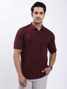 INDIAN TERRAIN Printed Men Polo Neck Maroon T-Shirt - Buy INDIAN ...