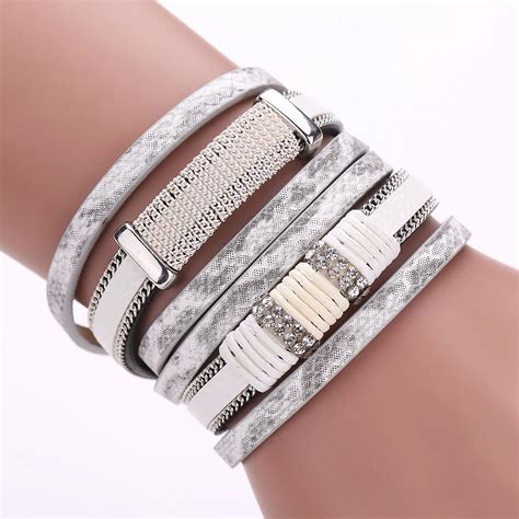 New Cool Multilayer Windings Leather Bracelet for Women Bangle Bracelet ...
