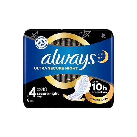 Always Ultra Secure Night Sanitary Pads (Size 4) 8 Pads – Beauty Mind ...