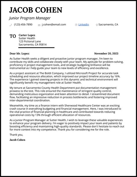 Image result for Program Manager Cover Letter Examples