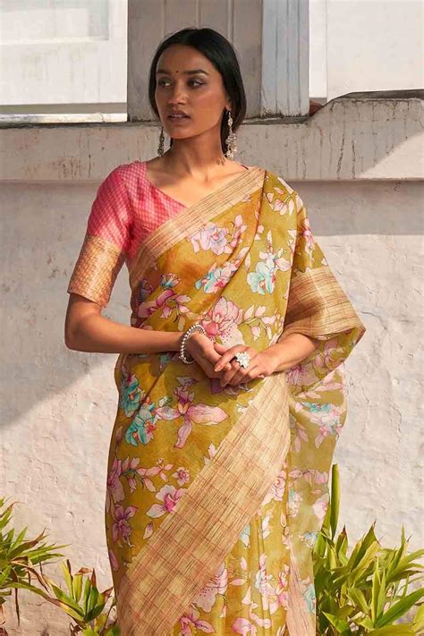 Buy green organza saree online on Karagiri | ON SALE