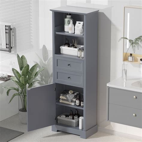 Royard Oaktree Tall Bathroom Cabinet with Single-door Cabinet, 2 ...