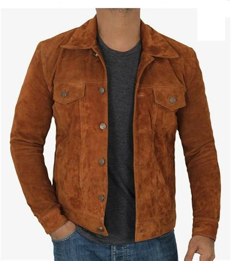 Men Brown Suede Leather Jacket 100% Real Leather Trucker - Etsy