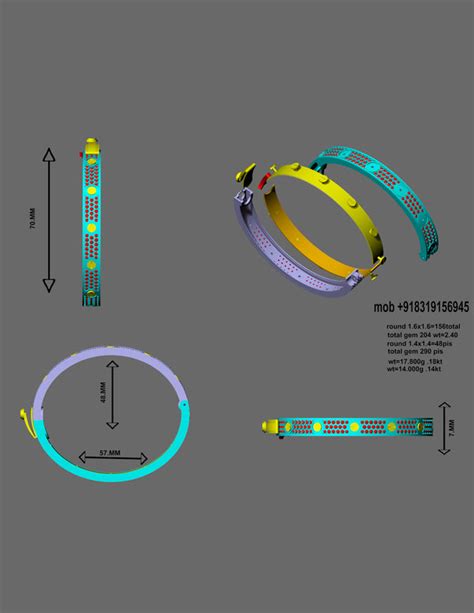 Elegant Gem-Studded Bracelet | Premium CAD Design – JewelryCrafto