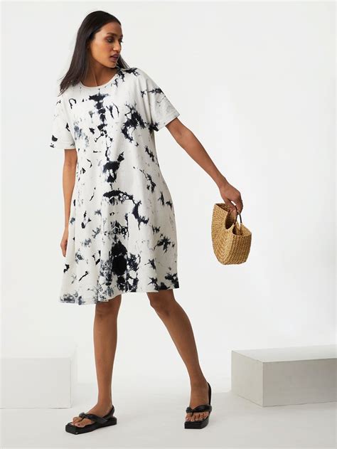 Black White Hand Tie and Dye Dress