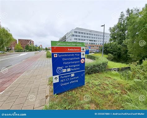 Direction Road Sign and Barrier for the Exit of Ambulances at the ...