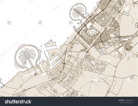 vector map of the city of Dubai, United Arab Emirates (UAE), Dubai-Sharjah-Ajman metropolitan ...