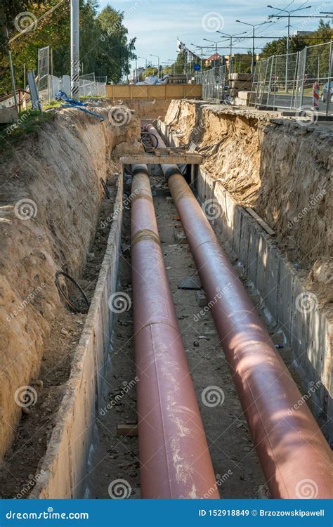 Underground Pipe Installation. Laying or Replacement of Underground ...