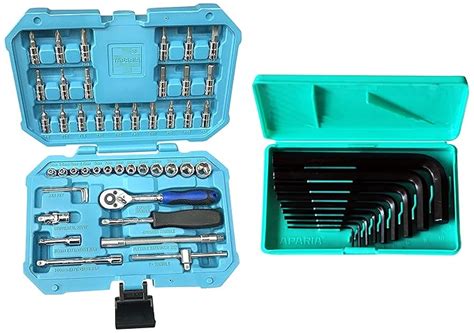 Taparia SA46 Steel Socket Set (Blue, 46-Pieces) & KM9V Allen Key Set ...