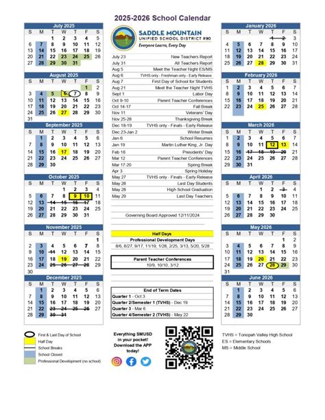 Saddle Mountain Unified School District Calendar 25-26 Revised [PDF ...