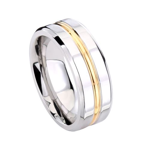 白鋼戒指，男士戒指 質感金邊不規則斜紋路，適合搭鏈子（0408）