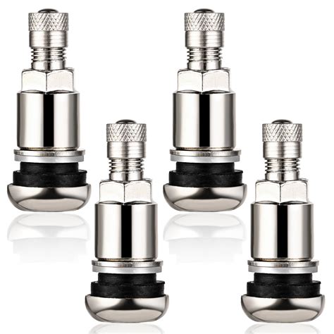 Amazon.com: Molain 4 PCS Universal Metal Valve Stems, Silver Metal ...