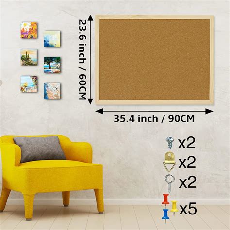 Buy 90X60cm Thicken Cork Board, Notice Pin Board, Memo Board, with 10 ...