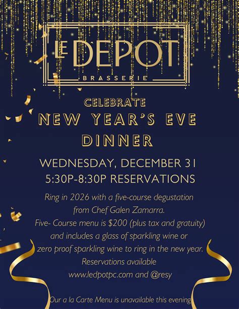 New Year's Eve Prix Fixe Dinner at Le Depot - Park City Restaurants