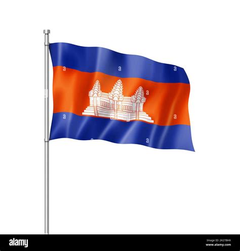 Cambodian flag isolated on white Stock Photo - Alamy