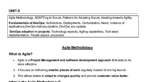 Agile Methodology and DevOps: SPM Unit 5 Insights and Practices - Studocu