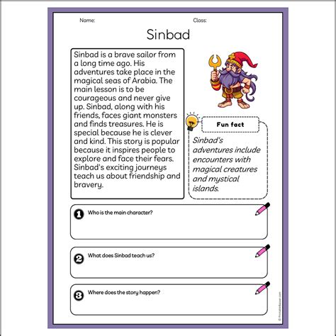 Sinbad | Reading Passage Comprehension Questions Writing Facts Workshe ...