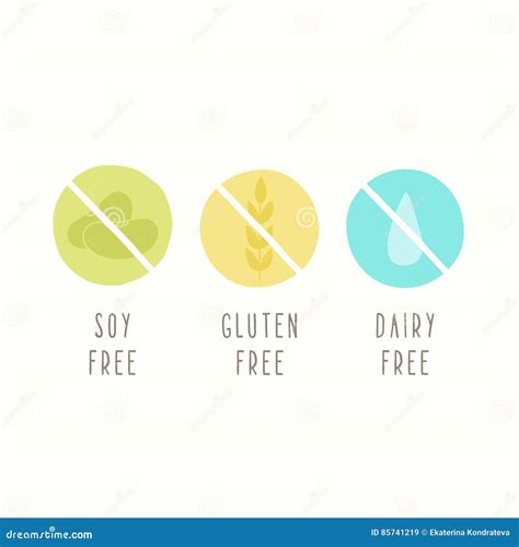 Soy, Gluten, Dairy Free. Set of Signs Stock Vector - Illustration of ...