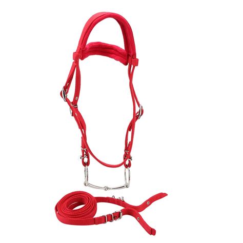 Pssopp Horse Bridle With Rein Red Adjustable Horse Halter Harness ...