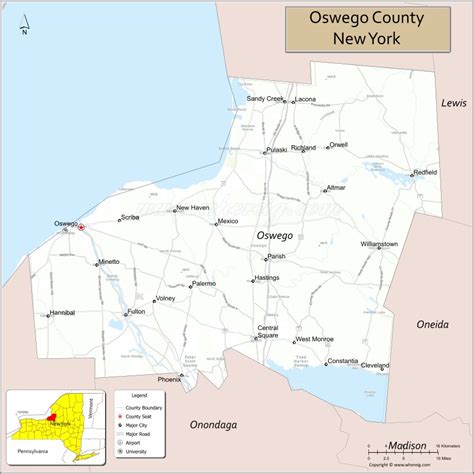 Map of Oswego County, New York - Check Where is Located, Cities ...