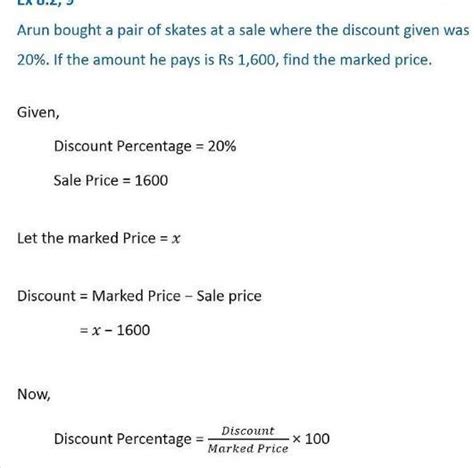 arun bought a pair of skates at a sale where the discount given was 15% ...