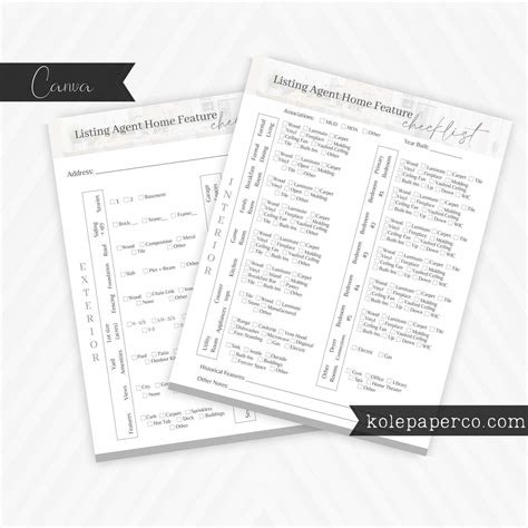 Listing Agent Walk Through Home Checklist Real Estate, Realtor Template ...