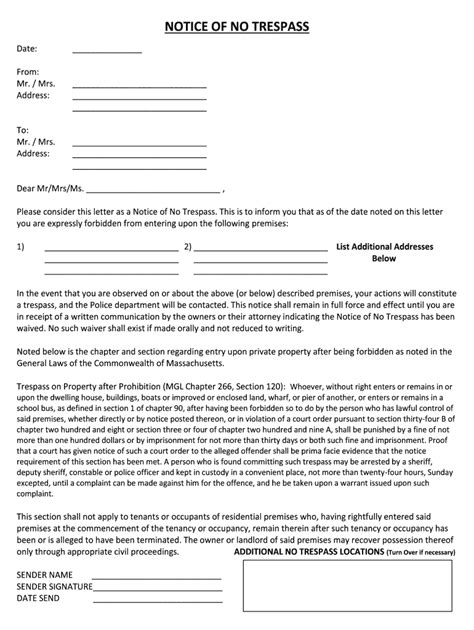 No Trespassing Letter Template - Fill Online, Printable, Fillable ...