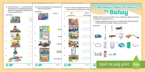 Mga Bahagi ng Bahay Worksheet | Kindergarten - Twinkl PH
