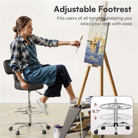 SUPERJARE Drafting Chair with Back, Adjustable Foot India | Ubuy
