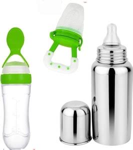 Babylib Spoon Feeder, Steel bottle, Fruit nibbler - 250 ml - Steel ...