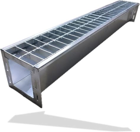 MASSLUNT 304 Stainless Steel Channel Drain with Galvanized Steel Grate ...