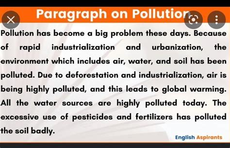 paragraph writing on pollution and development. - Brainly.in