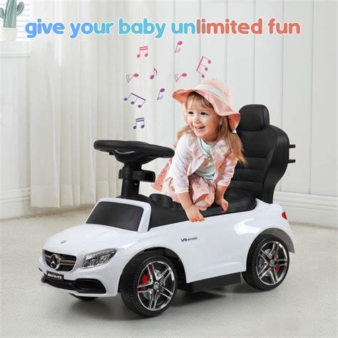 Buy 3 in 1 Kids Ride On Push Car Licensed Mercedes Benz with Music and ...