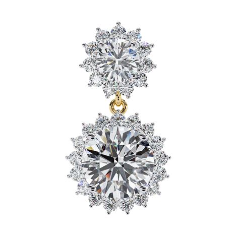WOKE ™ VVS-F Lab Grown 3 Carat Round cut Diamond HAO setting earrings ...