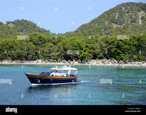 A boat off Formentor beach, Majorca or Mallorca, Spain Stock Photo - Alamy